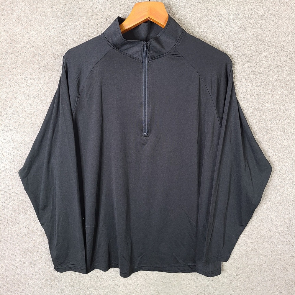 Real Essentials Shirt Mens 1X Black Quarter Zip 1/4 Pullover Long Sleeve Active
